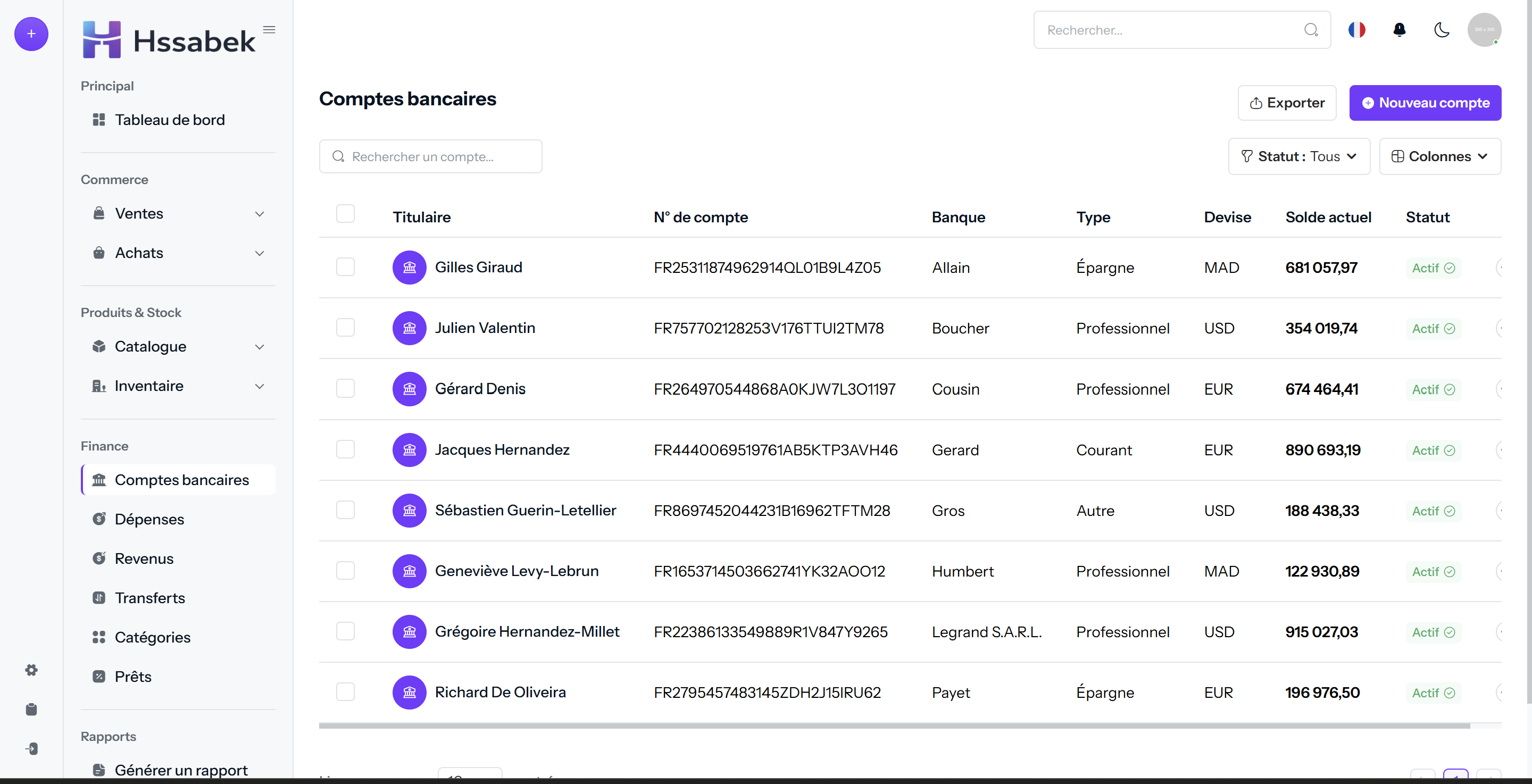 Comptes bancaires